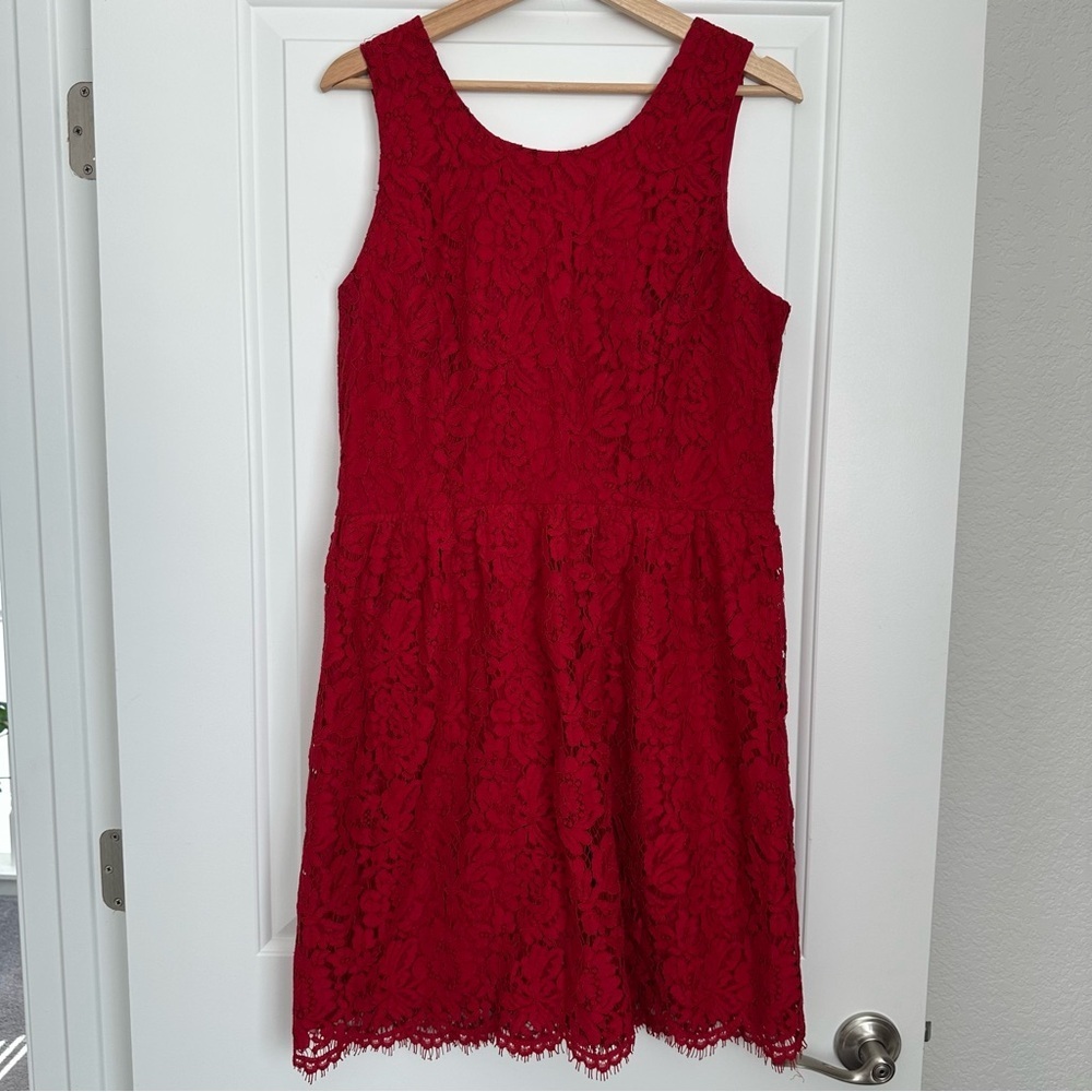 LOFT Elegant Red Lace Dress